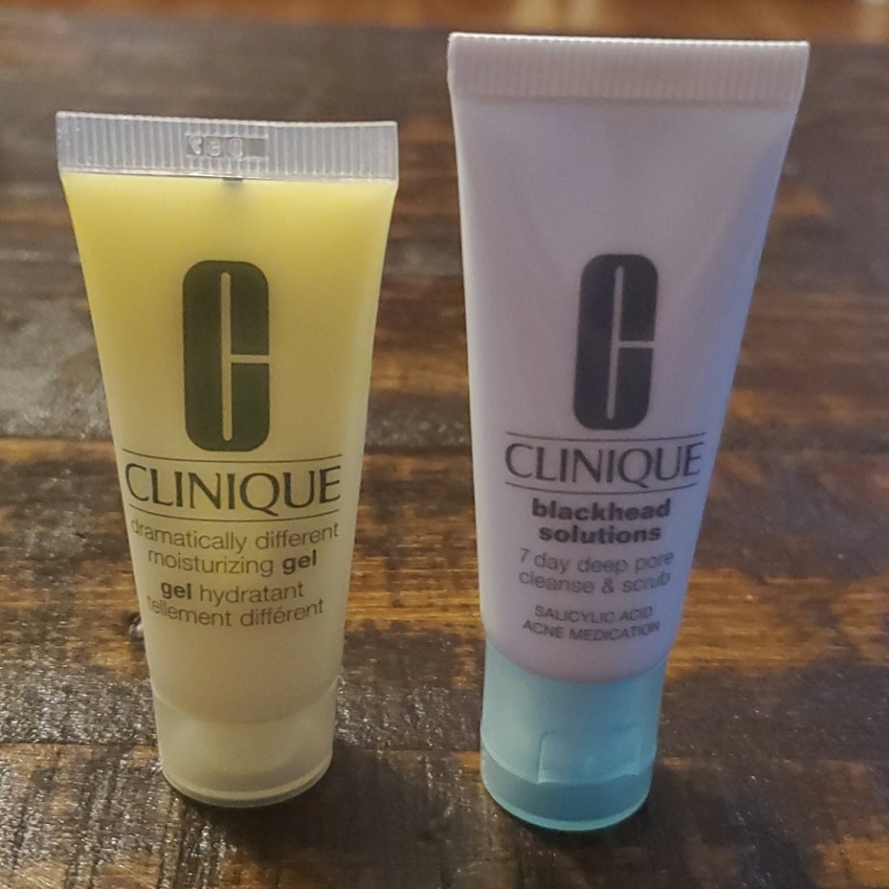 Clinique moisturizing gel and blackhead solutions